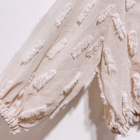 Zara Structured Textured Balloon Sleeve Top Size S in Beige NWOT - Picture 12 of 14